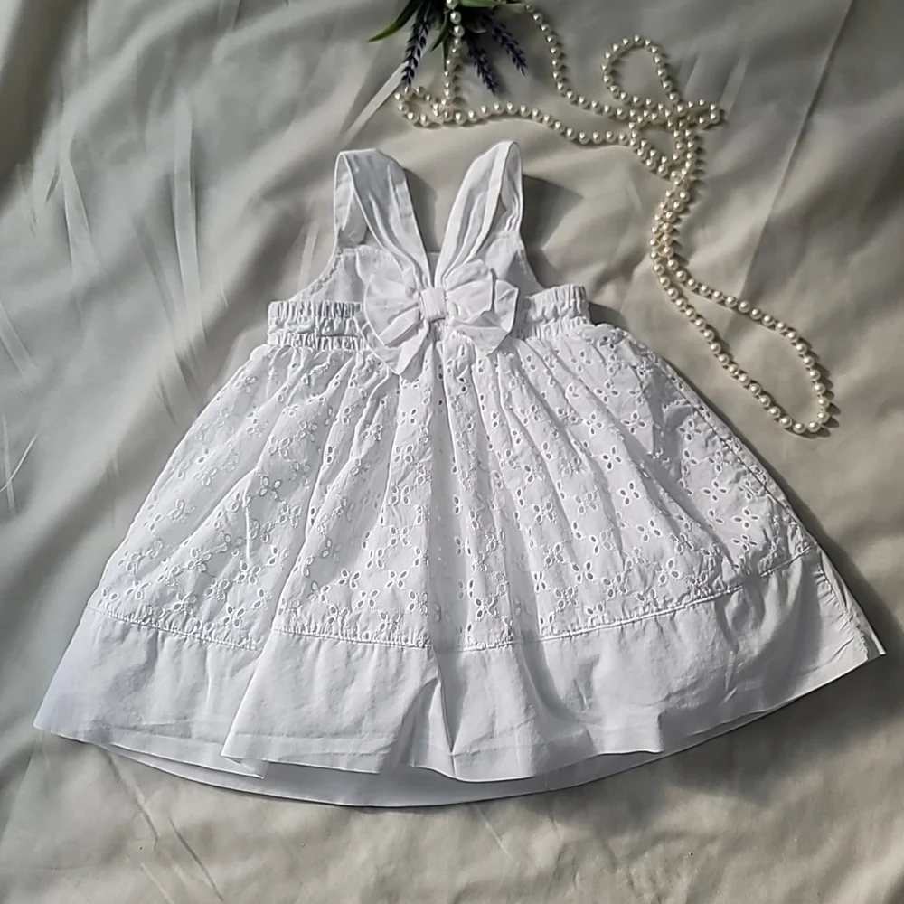 Multiples White Eyelet Dress with Navy & Red Nautical Sailboat Top